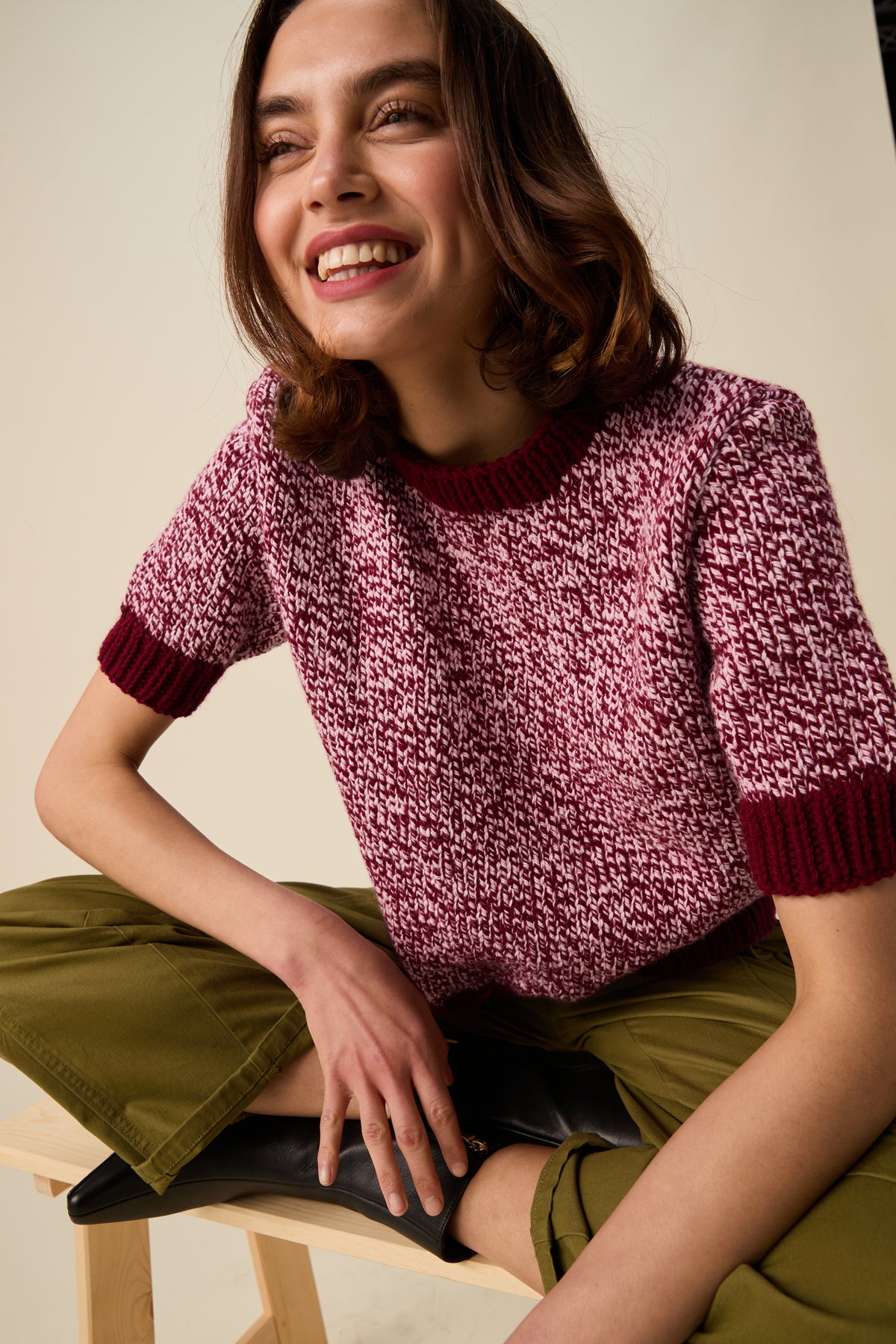 Knitting Pattern 10953 - Spin Short Sleeve Sweater in Bonus Marl Chunky