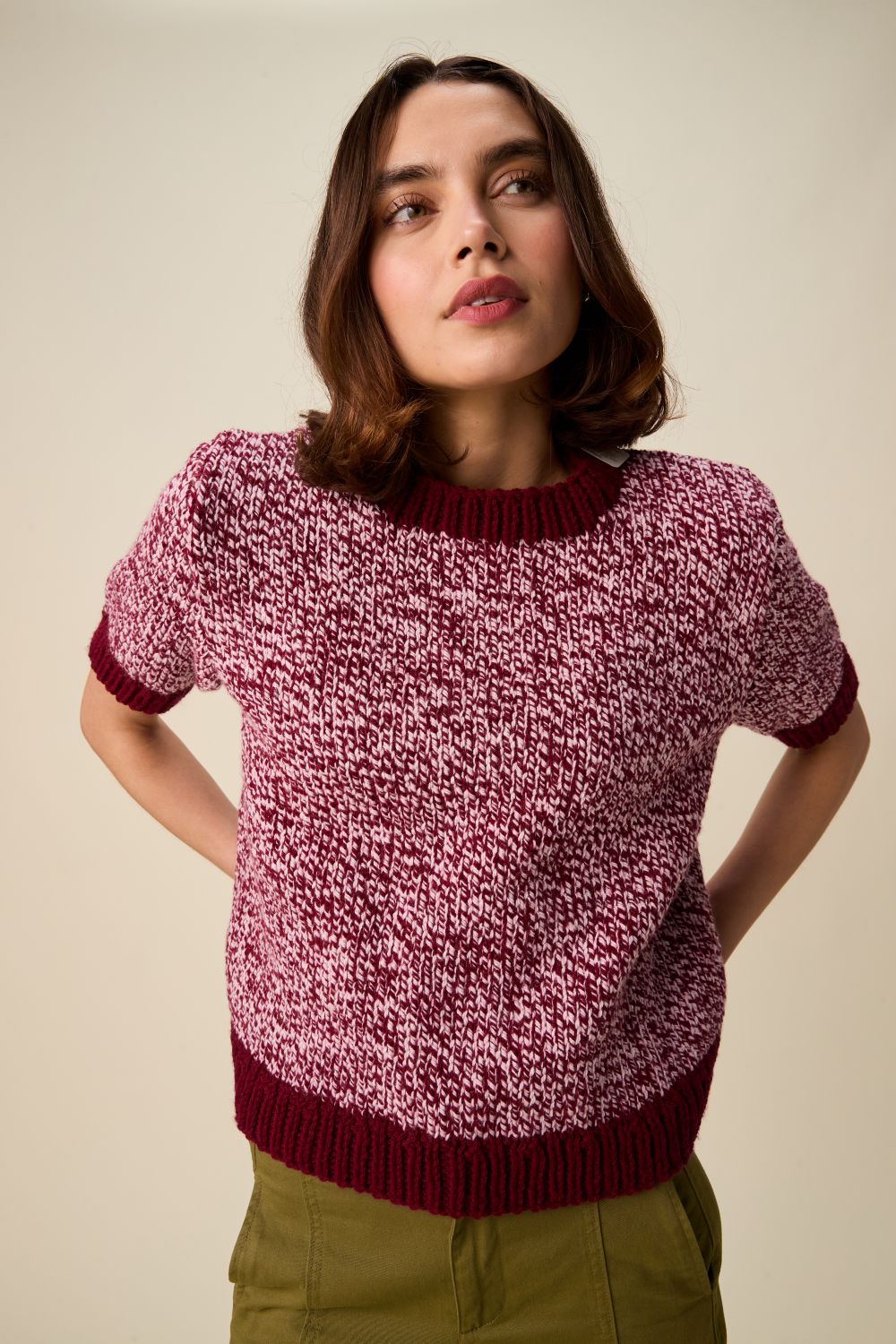 Knitting Pattern 10953 - Spin Short Sleeve Sweater in Bonus Marl Chunky