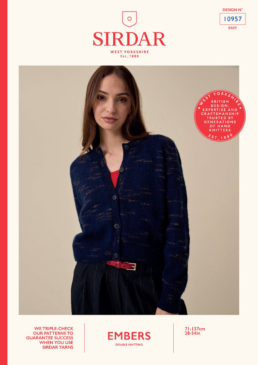 Knitting Pattern 10957 - Candlelight Cardigan in Embers DK