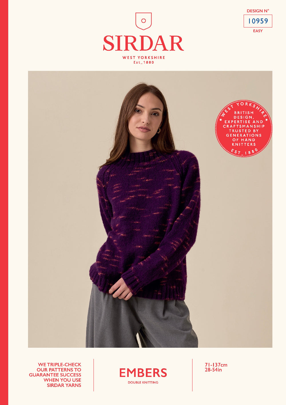 Knitting Pattern 10959 - Kindling Raglan Sweater in Embers DK