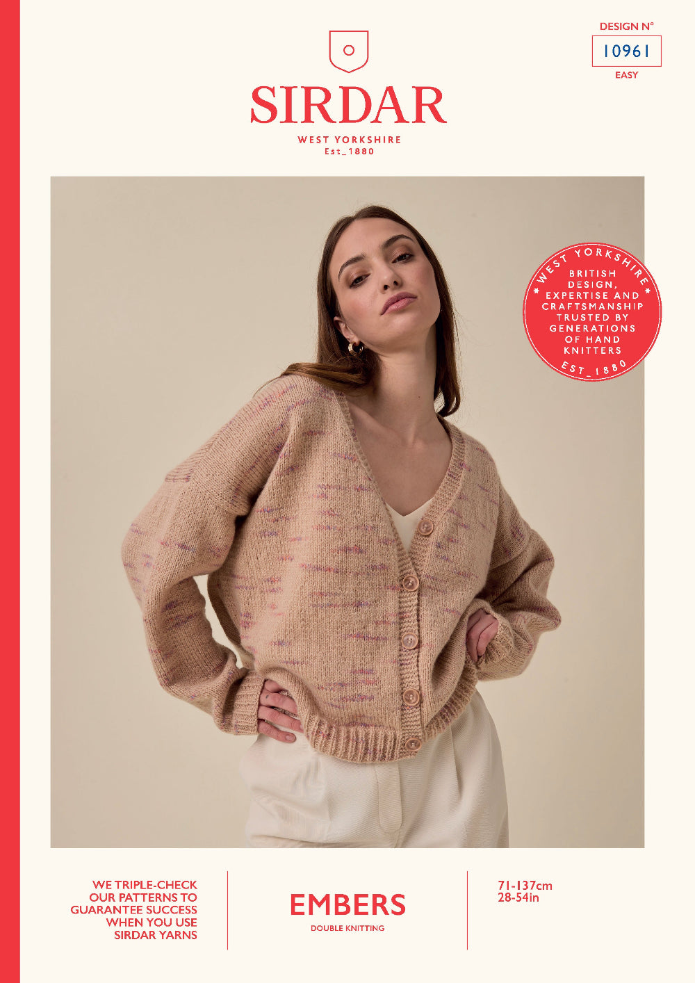 Knitting Pattern 10961 - Flare V-Neck Cardigan in Embers DK