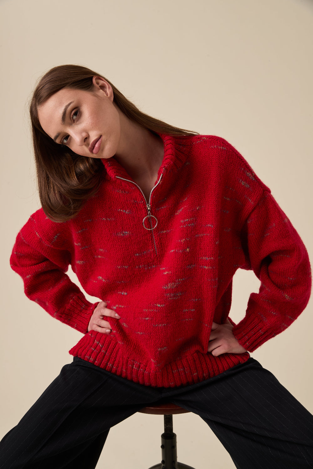 Knitting Pattern 10962 - Flashpoint Zip Sweater in Embers DK