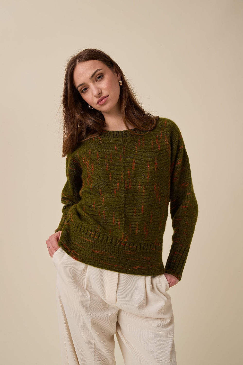 Knitting Pattern 10963 - Glimmer Sideways Sweater in Embers DK