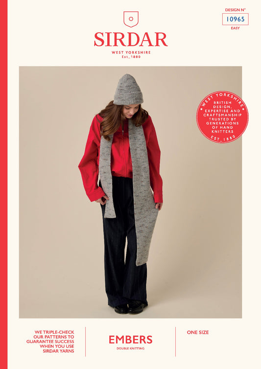 Knitting Pattern 10965 - Match Hat & Scarf Set in Embers DK