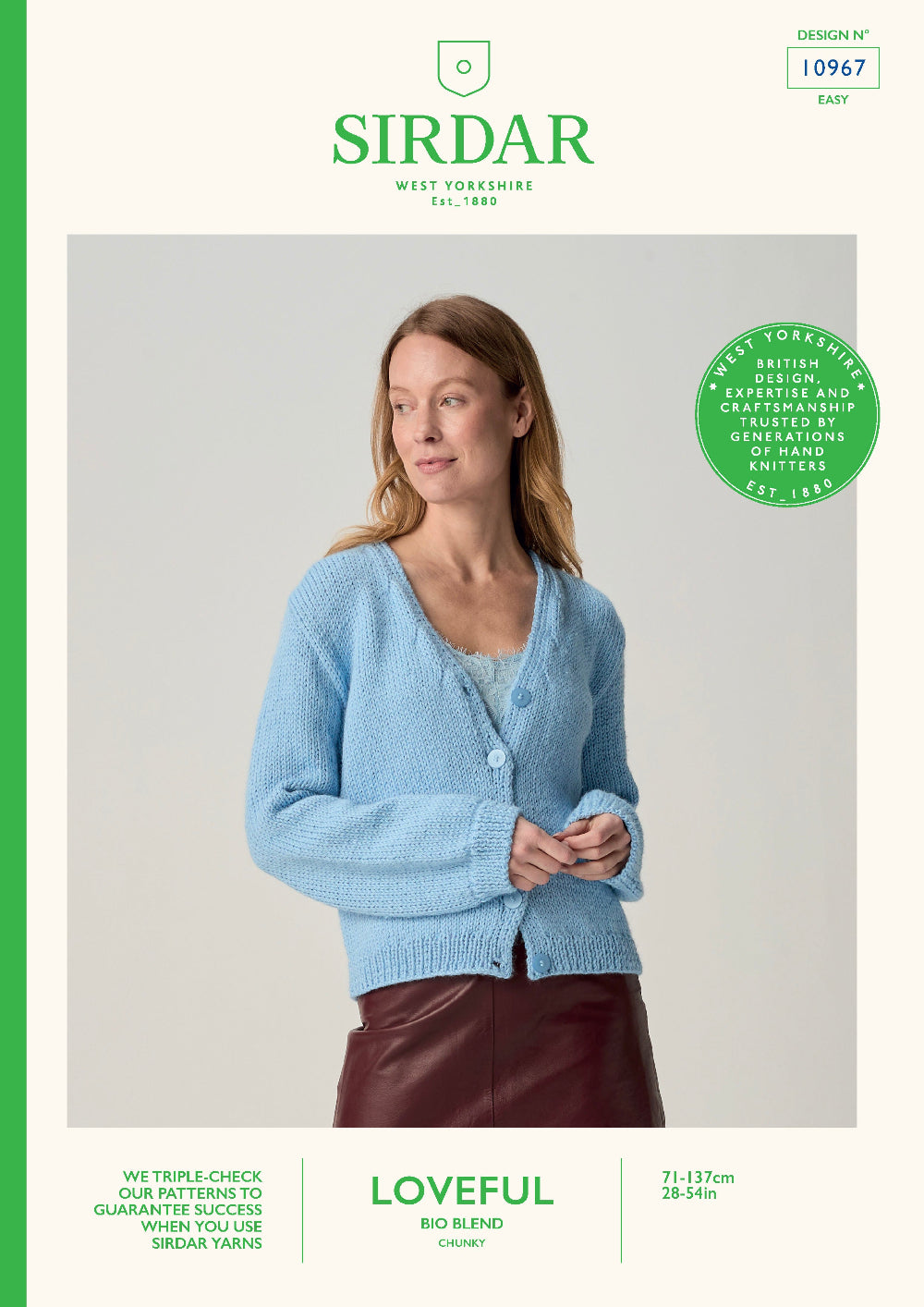 Knitting Pattern 10967 - Stem V-Neck Cardigan in Bio Blend Chunky