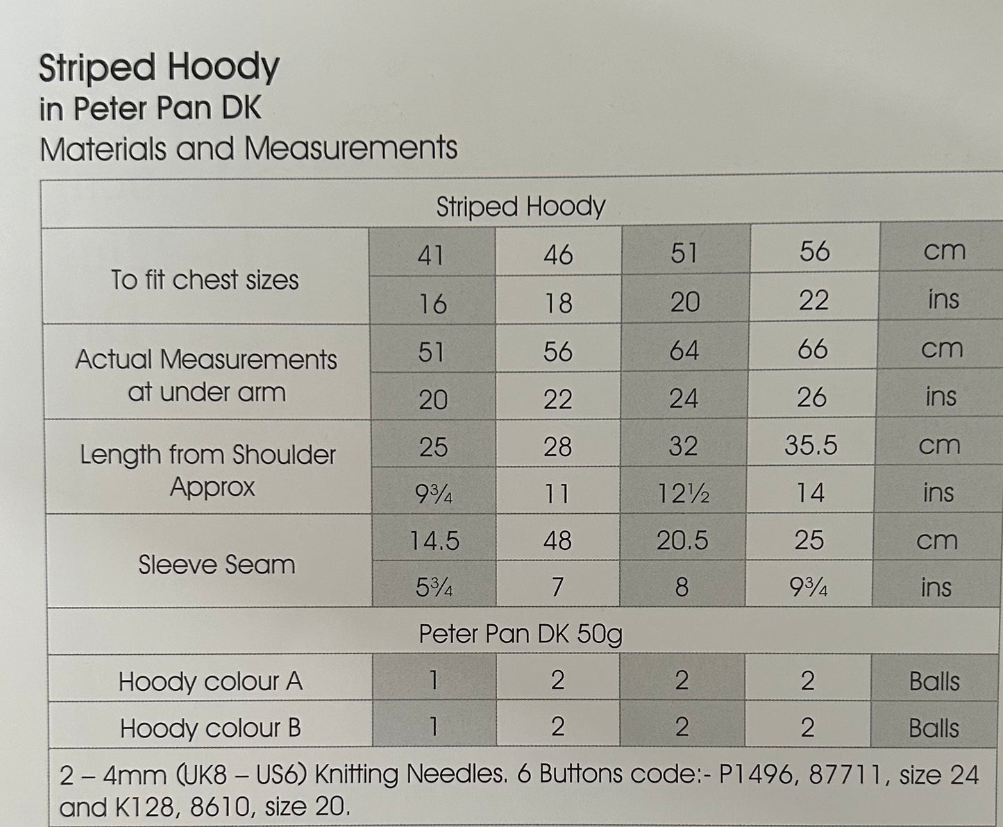 Knitting Pattern 1189 - Striped Hoody in Peter Pan DK