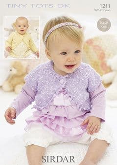 Knitting Pattern 1211  - Bolero Style Cardigans in Tiny Tots DK