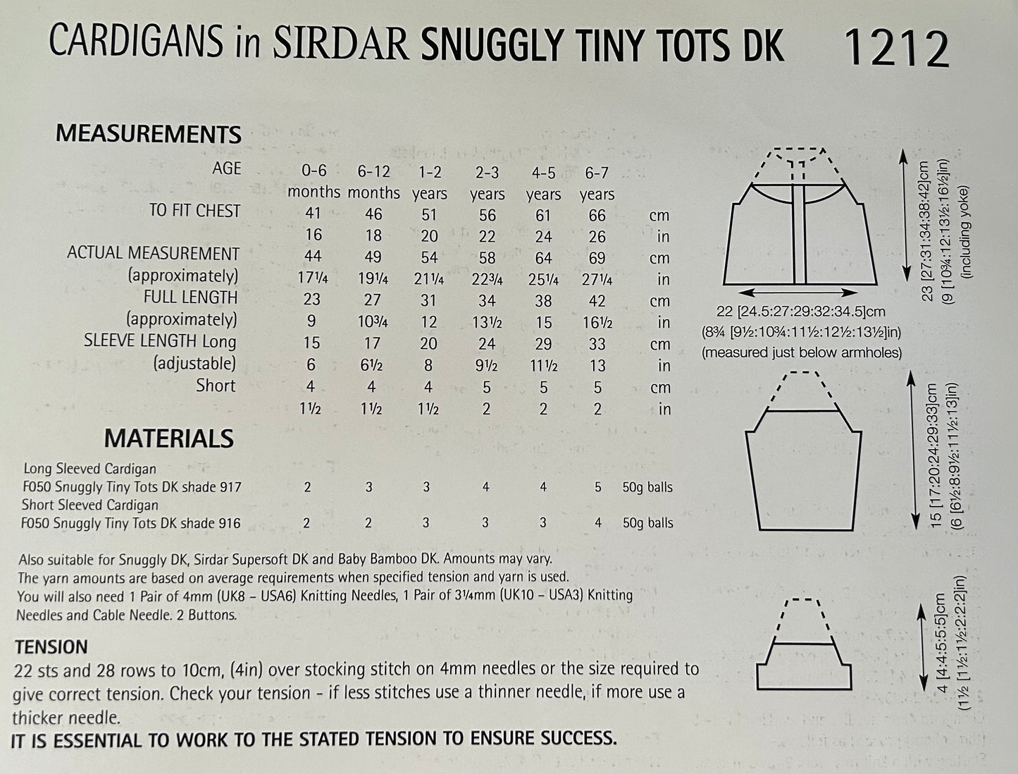 Knitting Pattern 1212 - Cardigans in Tiny Tots DK