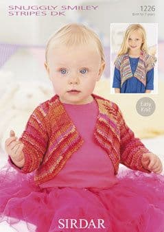 Knitting Pattern 1226 - Bolero Style Cardigans in Snuggly Smiley Stripes DK