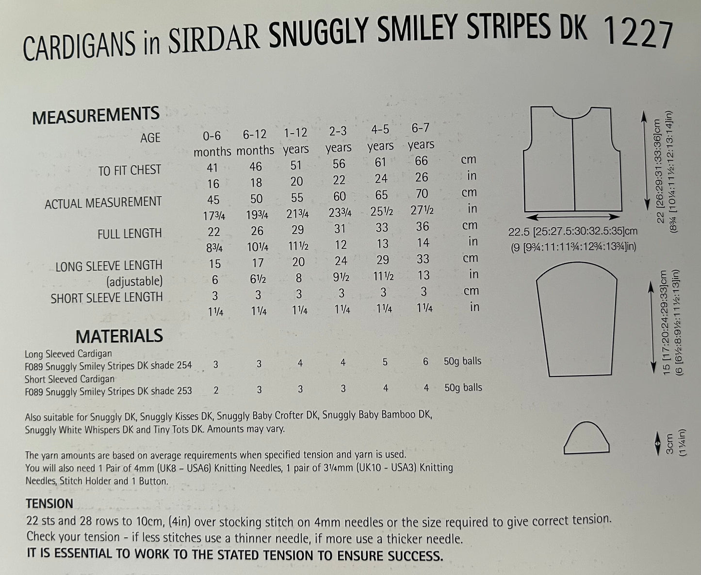 Knitting Pattern 1227 - Cardigans in Snuggly Smiley Stripes DK