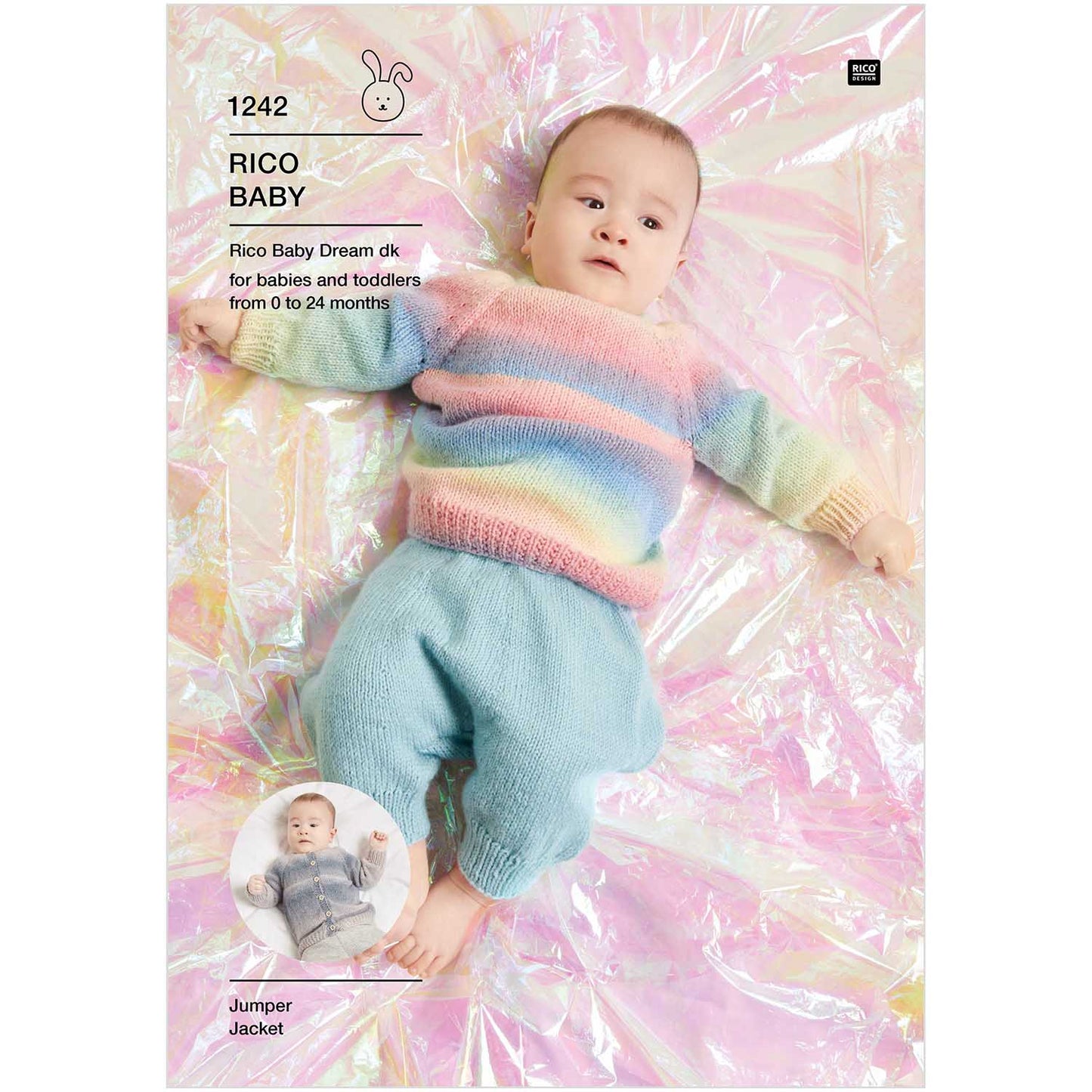 Knitting Pattern 1242 - Baby and Toddler Jumper and Cardigan in Rico Baby Dream DK