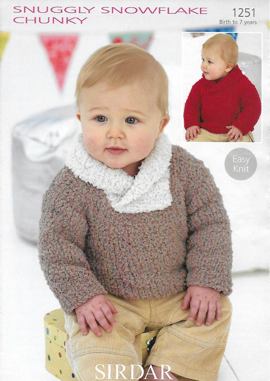 Knitting Pattern 1251 - Sweaters in Snuggly Snowflake Chunky