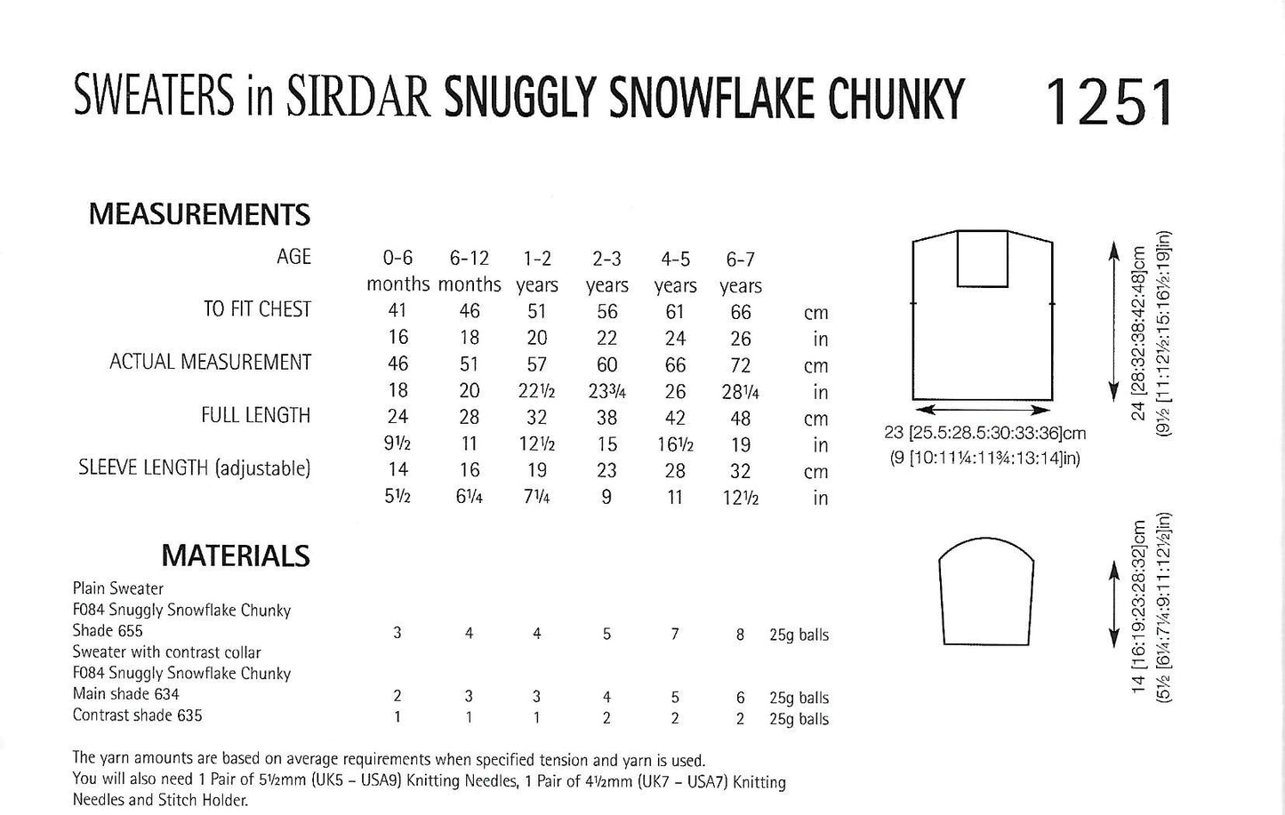 Knitting Pattern 1251 - Sweaters in Snuggly Snowflake Chunky