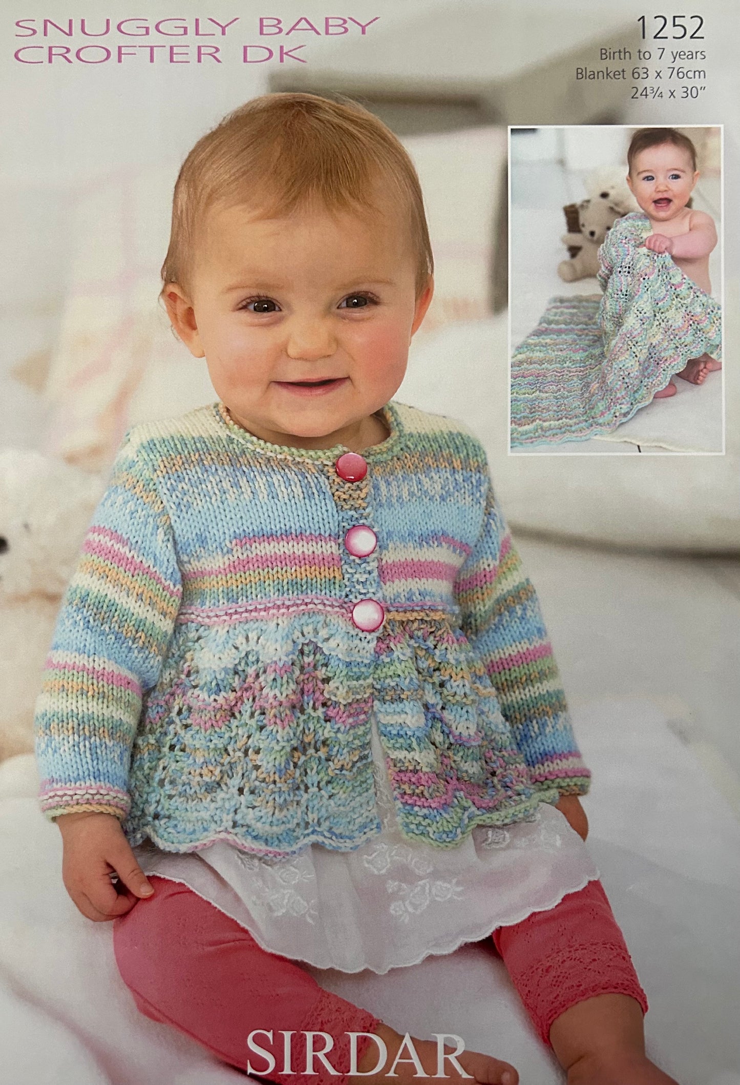 Knitting Pattern 1252 - Cardigan & Blanket in Baby Crofter DK