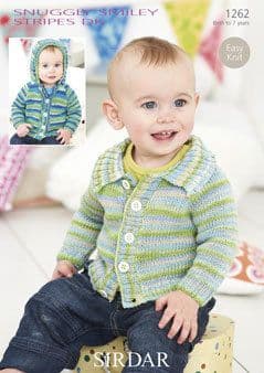 Knitting Pattern 1262 - Boys Cardigans in Snuggly Smiley Stripes DK