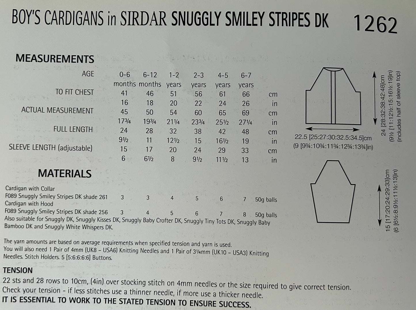 Knitting Pattern 1262 - Boys Cardigans in Snuggly Smiley Stripes DK