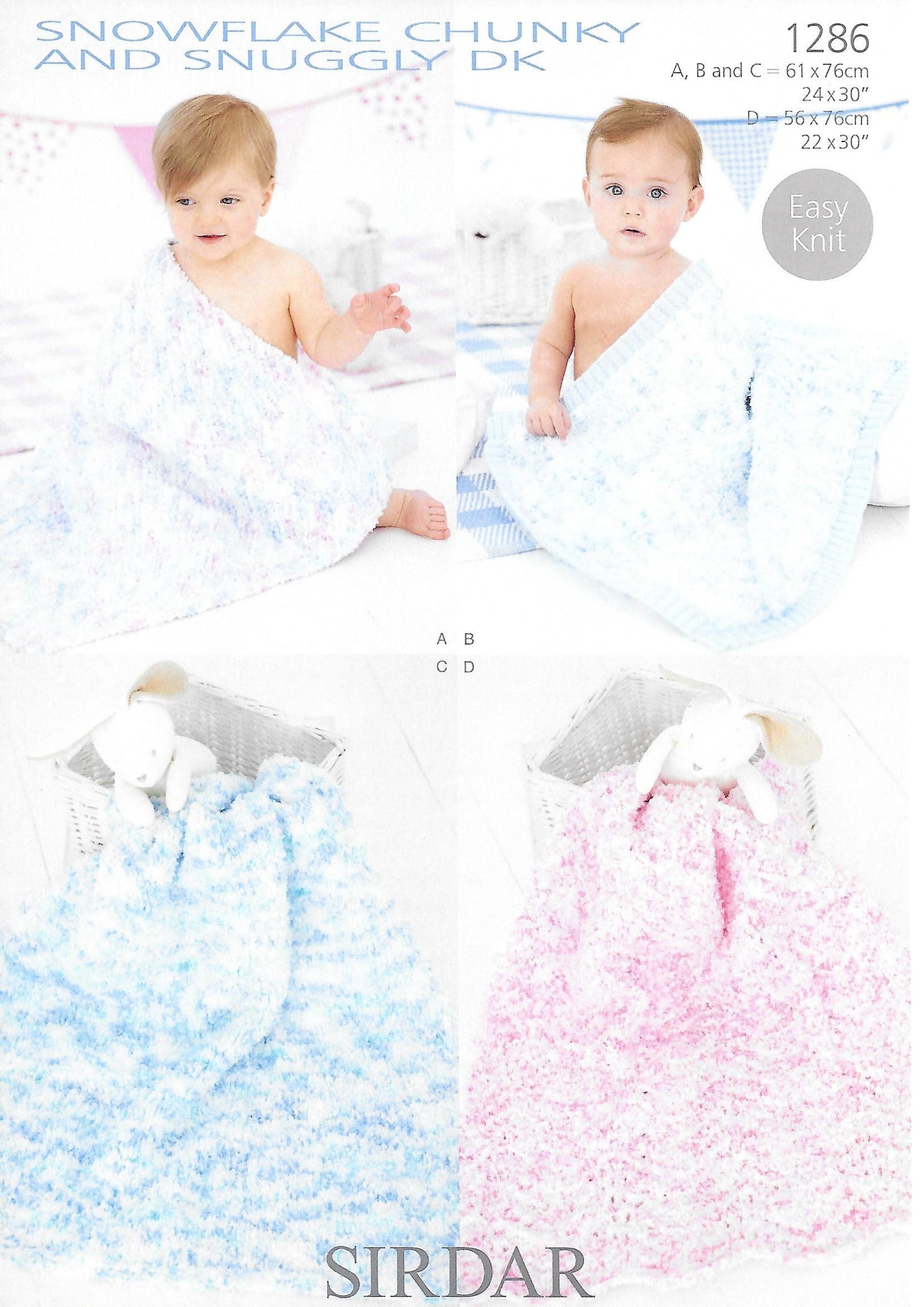 Knitting Pattern 1286 - Blankets in Snowflake Chunky & Snuggly DK