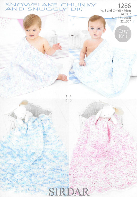 Knitting Pattern 1286 - Blankets in Snowflake Chunky & Snuggly DK