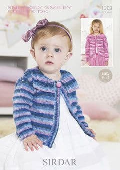 Knitting Pattern 1303 - Cardigans in Snuggly Smiley Stripes DK