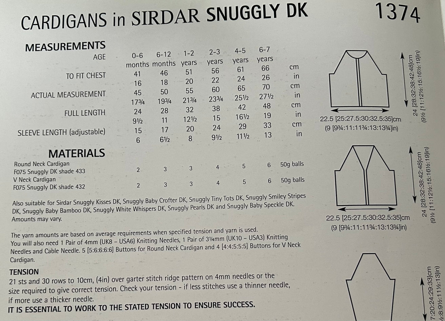 Knitting Pattern 1374 - Cardigans in Snuggly DK