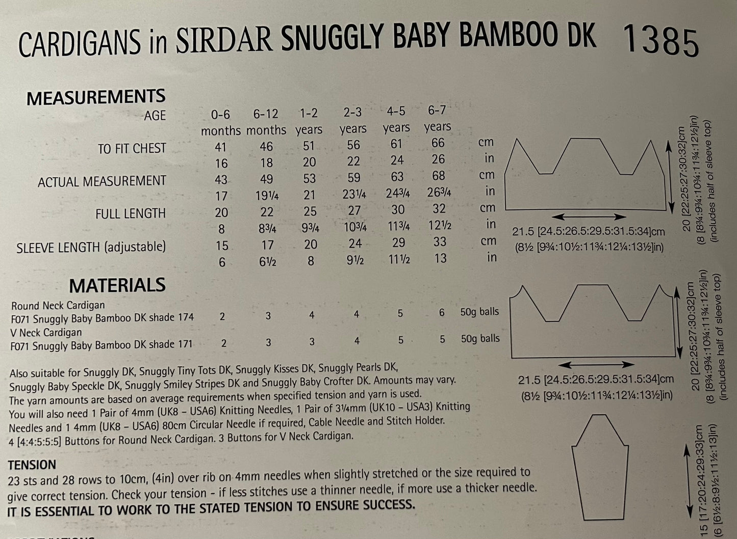 Knitting Pattern 1385 - Cardigans in Snuggly Baby Bamboo DK