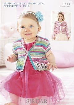 Knitting Pattern 1443 - Cardigans in Snuggly Smiley Stripes DK
