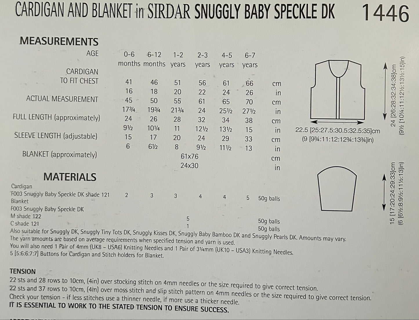 Knitting Pattern 1446 - Cardigan & Blanket in Snuggly Baby Speckle DK