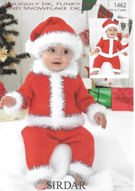 Knitting Pattern 1462 - Santa Suit in Snuggly DK and Funky Fur/Snowflake DK