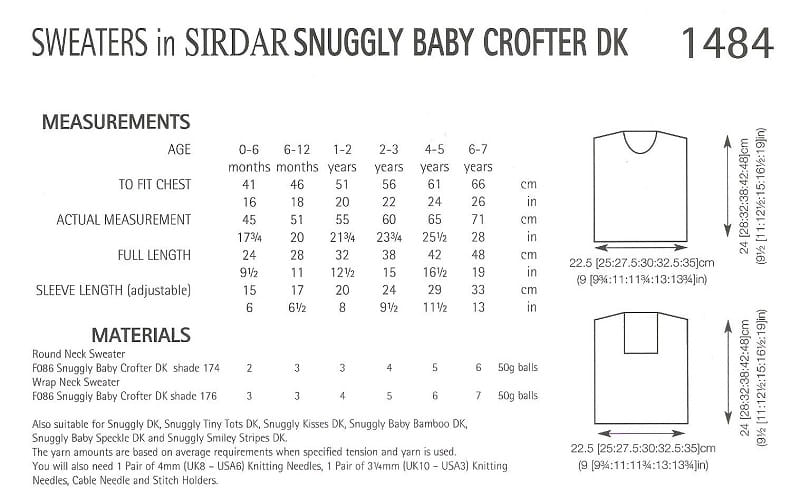 Knitting Pattern 1484 - Sweaters in Baby Crofter DK