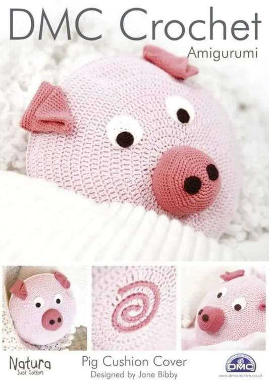 Crochet Pattern - Pig Cushion Cover - DMC Petra 3 Crochet Cotton