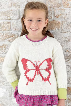 Knitting Pattern 7258 - Girls & Womans Butterfly Sweater in DK