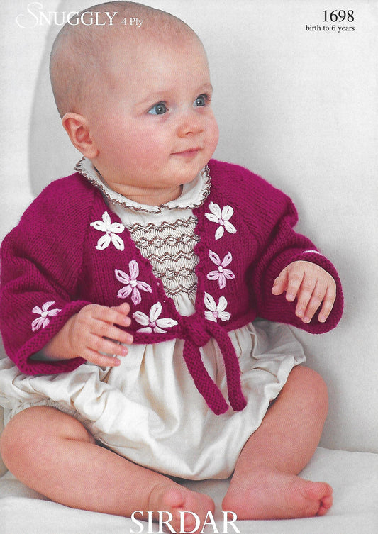 Knitting Pattern 1698 - Baby Cardigan in Snuggly 4 Ply