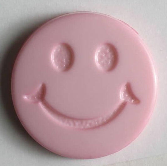 Button with Shank - 19mm - Smiley Face - Pink