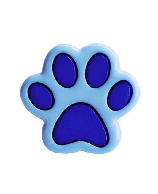 Button with Shank - 18mm - Blue Animal Paw