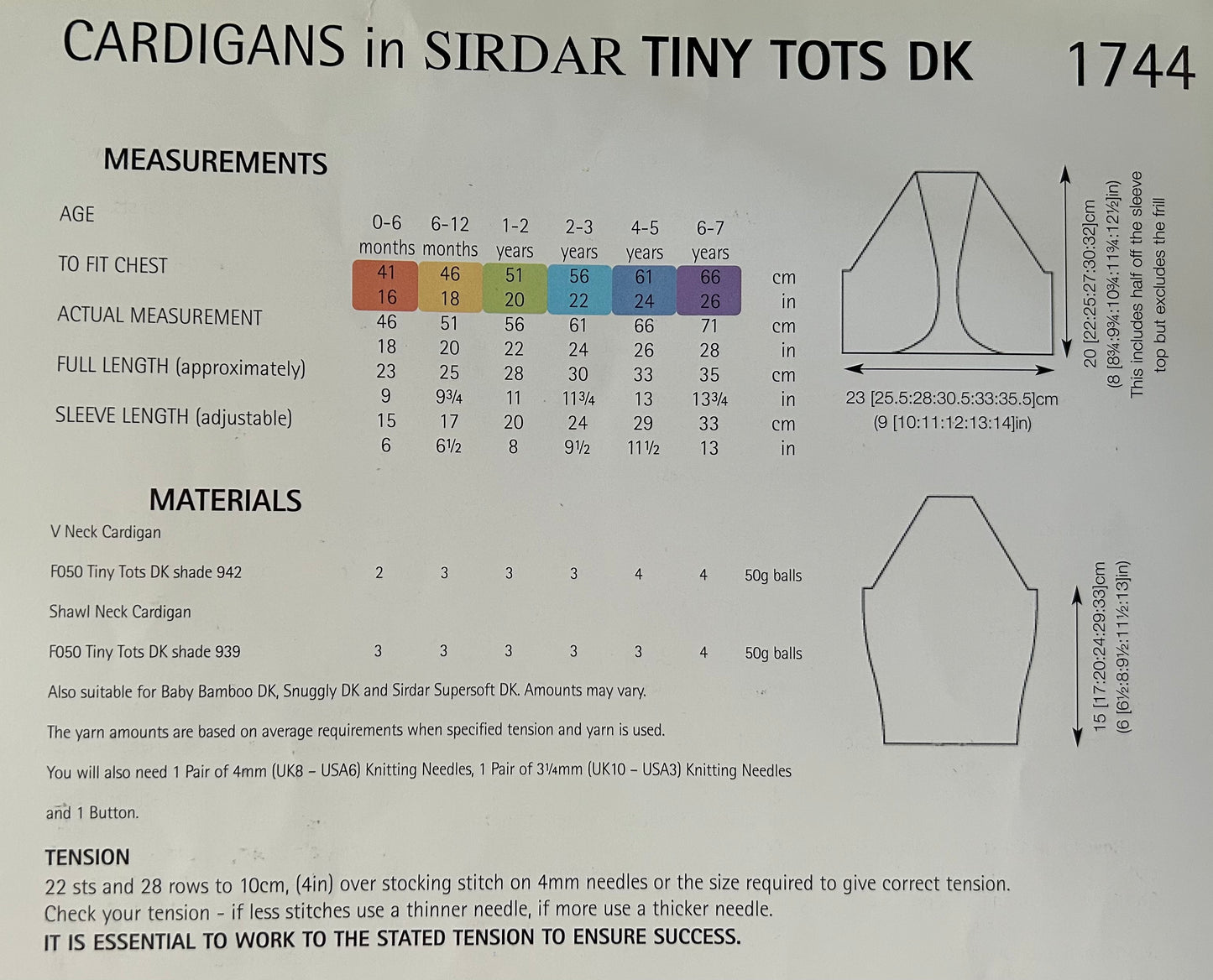 Knitting Pattern 1744 - Bolero Style Cardigans in Tiny Tots DK