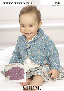 Knitting Pattern 1744 - Bolero Style Cardigans in Tiny Tots DK