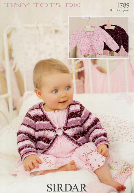 Knitting Pattern 1789 - Bolero Style Cardigans in Tiny Tots DK
