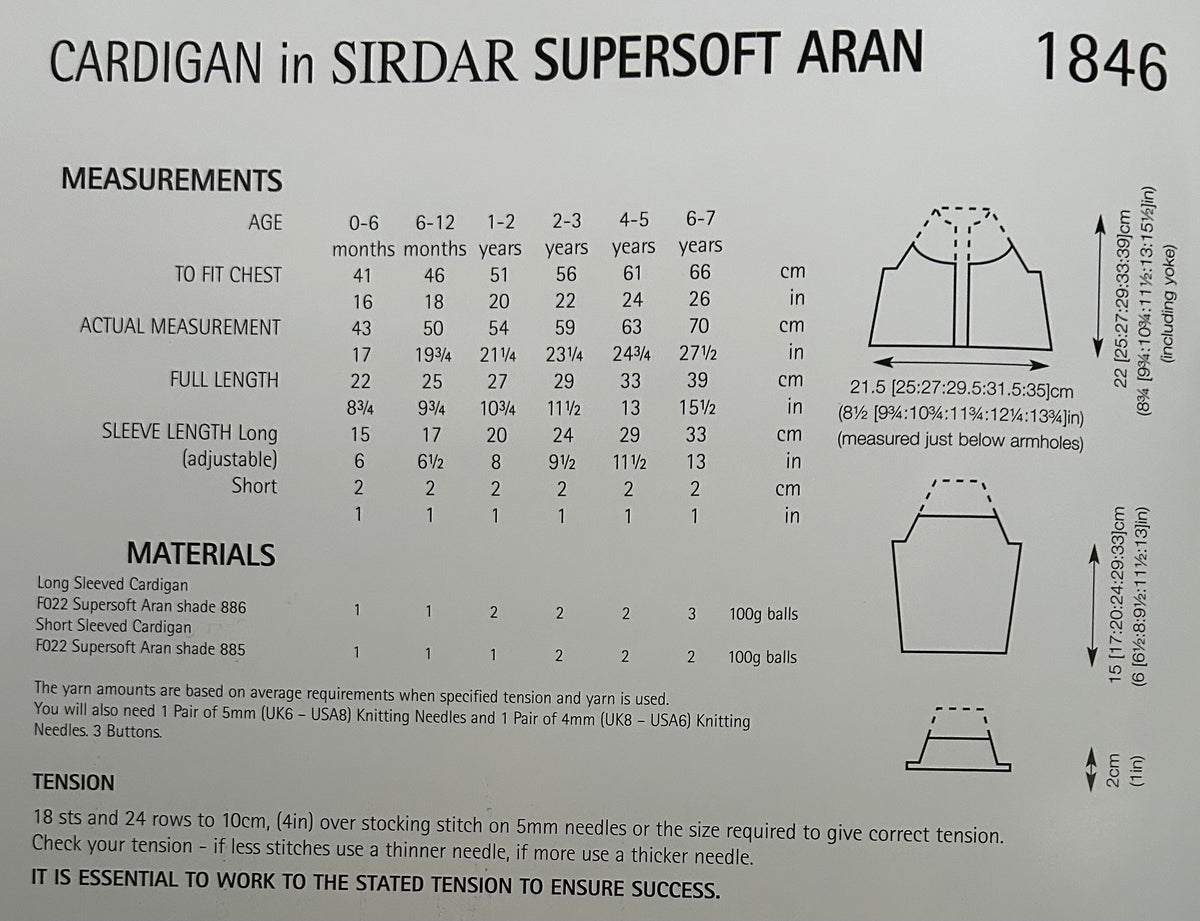 Knitting Pattern 1846 - Cardigan in Supersoft Aran