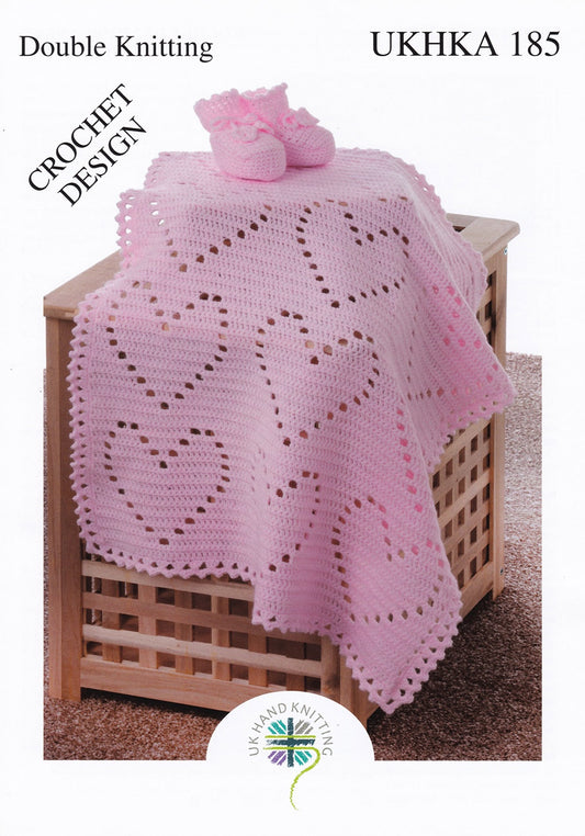 Crochet Pattern UKHKA/185 - Baby Blanket & Booties in DK