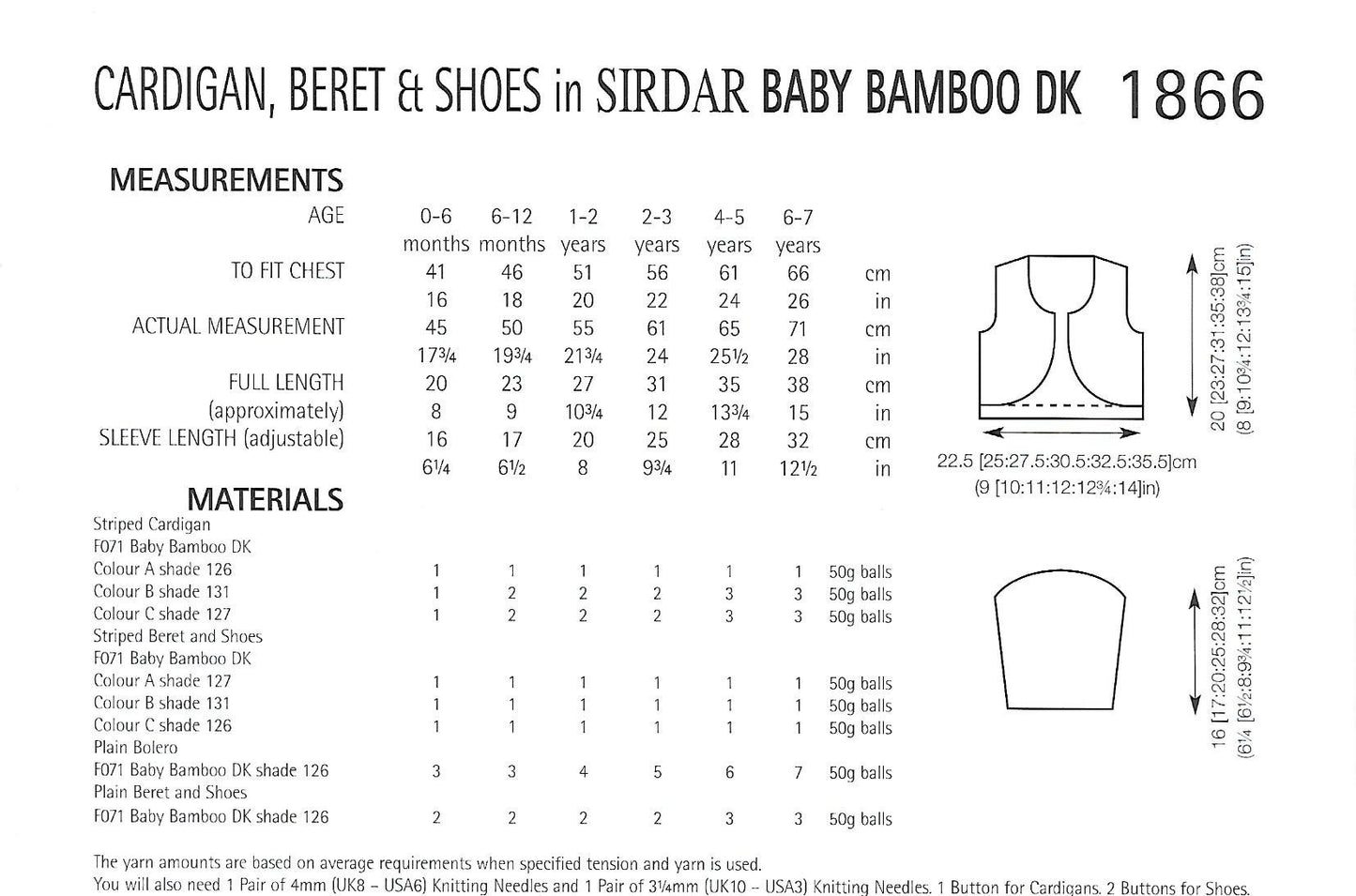 Knitting Pattern 1866 - Cardigan, Beret, & Shoes in Baby Bamboo DK