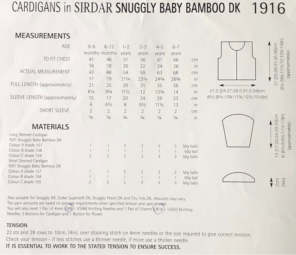 Knitting Pattern 1916 - Cardigans in Snuggly Baby Bamboo DK