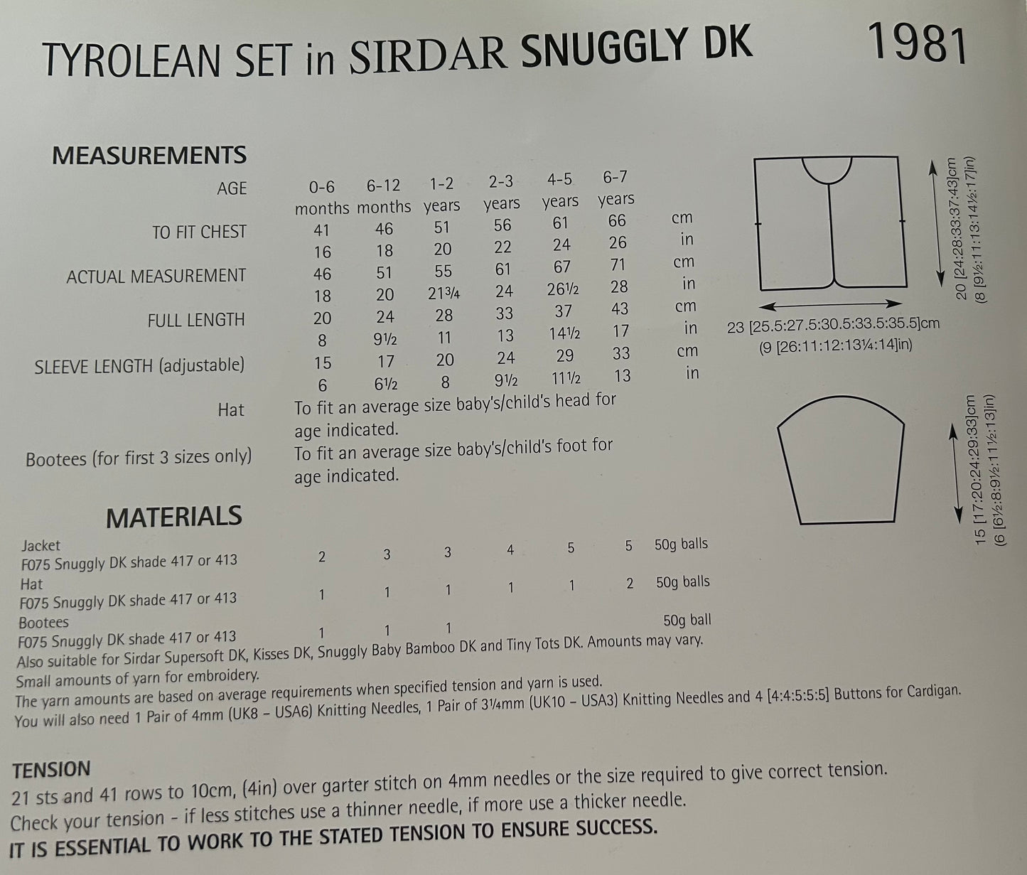 Knitting Pattern 1981 - Tyrolean Set in Snuggly DK
