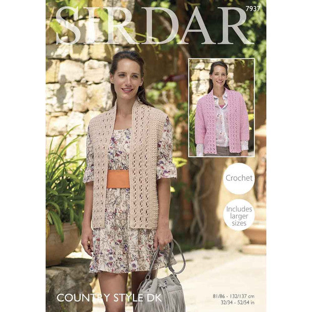 Crochet Pattern 7937 - Jacket & Waistcoat in Country Style DK