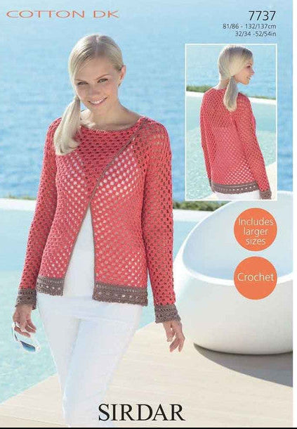 Crochet Pattern 7737 - Top/Cardigan in Cotton DK