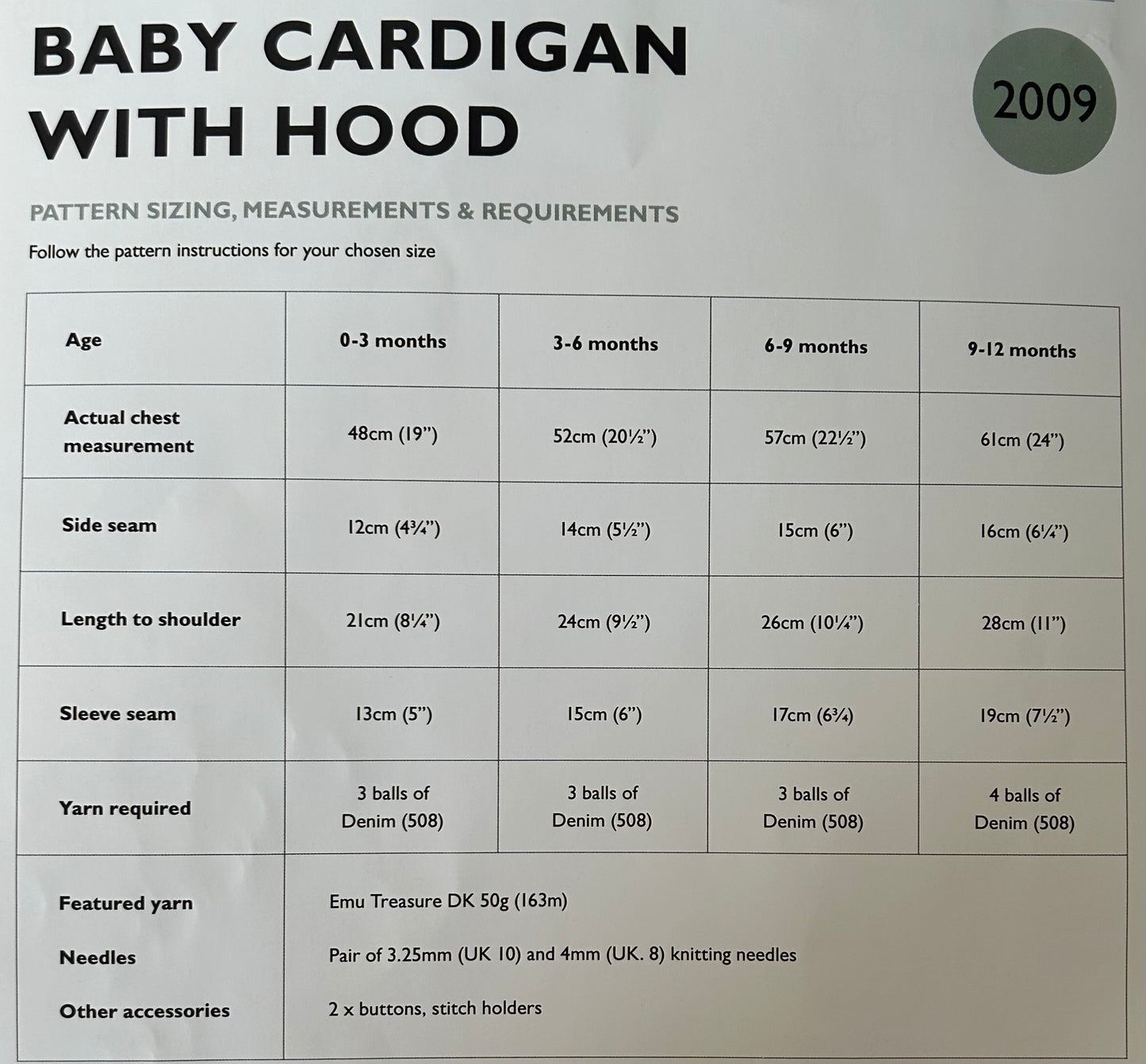 Knitting Pattern 2009 - Baby Cardigan With Hood in DK