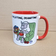 COLOURED MUG - KNITTING & CROCHET THEMED - Various Designs