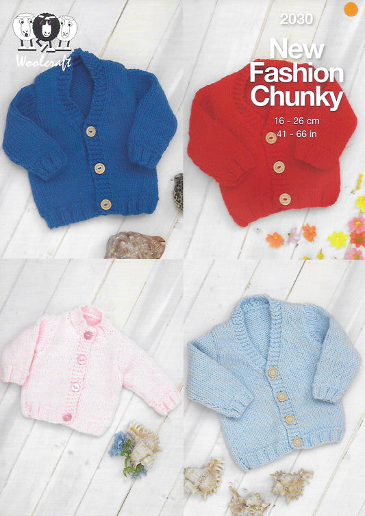 Knitting Pattern 2030 - Children's Cardigan in New Fashion Chunky