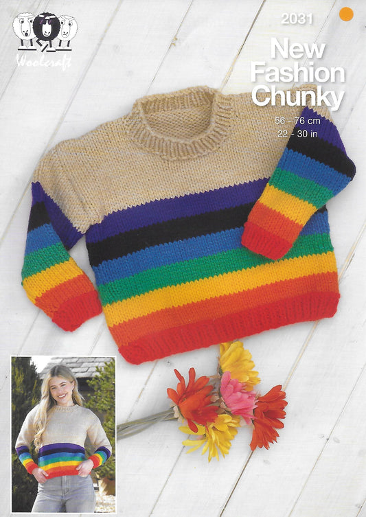 Knitting Pattern 2031 - Child's Jumper in New Fashion Chunky