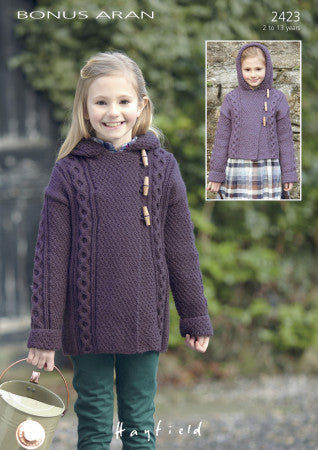 Knitting Pattern 2423 - Duffle Coats in Bonus Aran