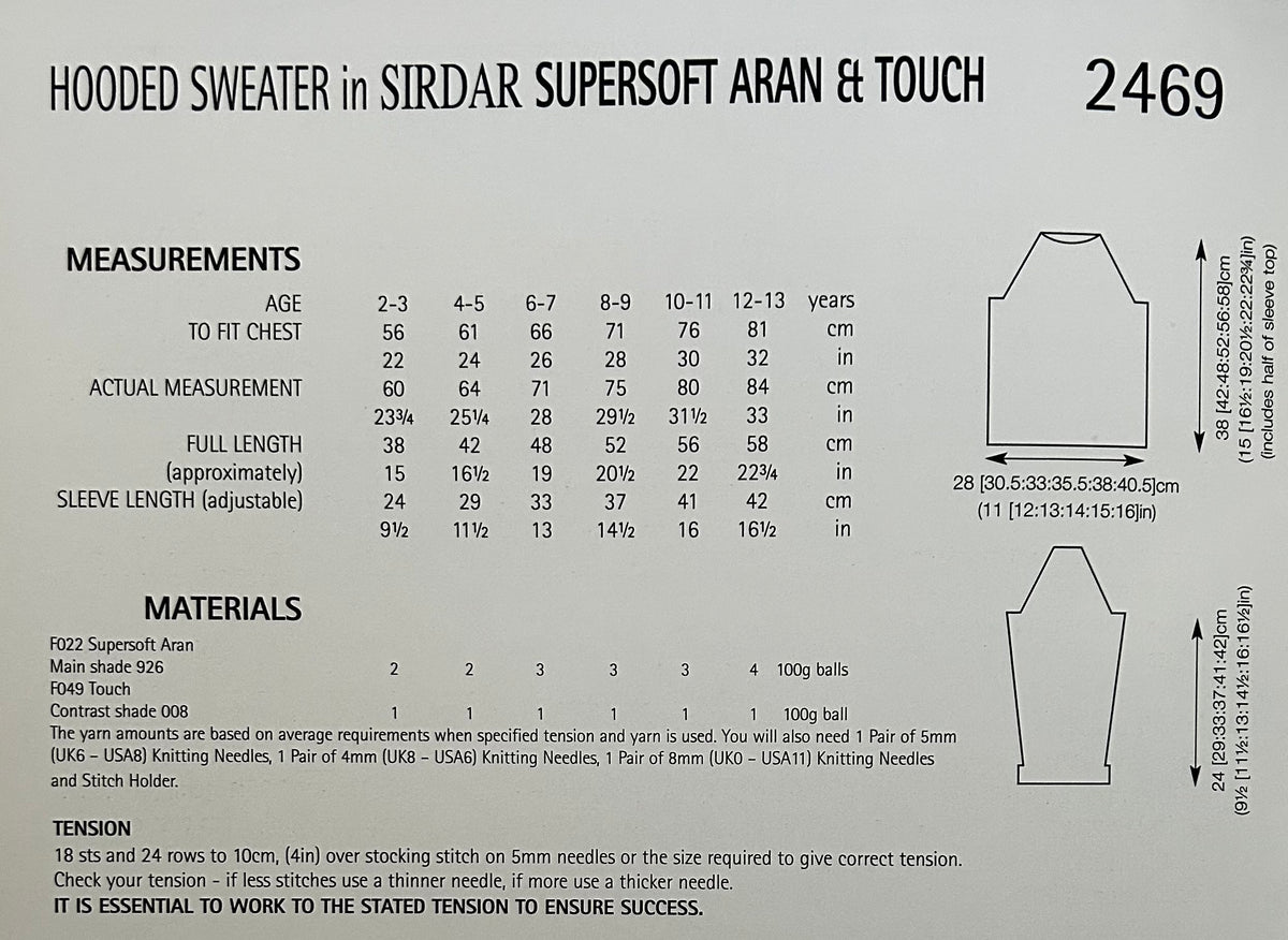 Knitting Pattern 2469 - Hooded Sweater In Supersoft Aran & Touch